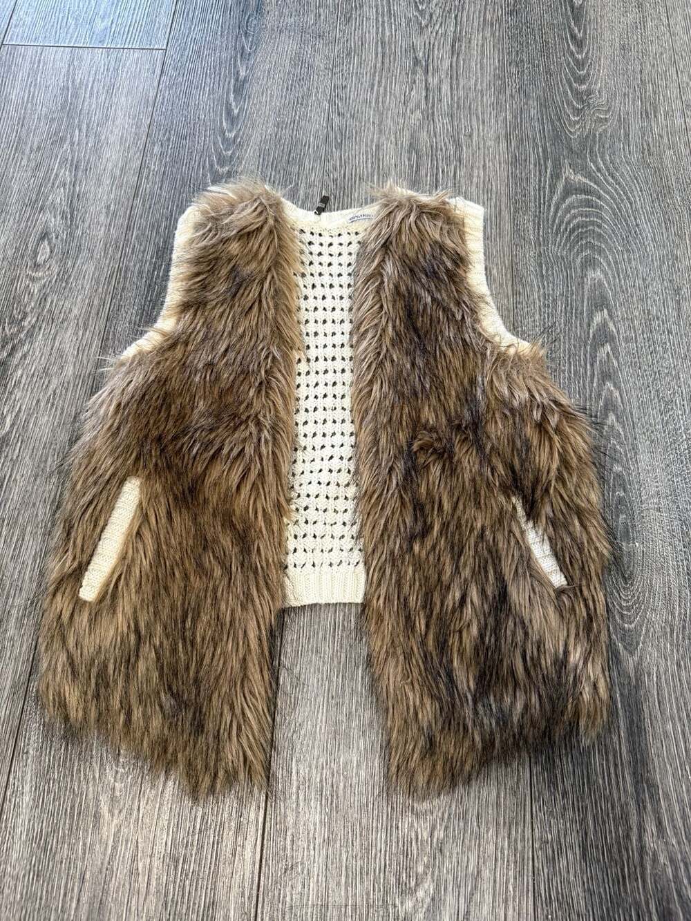 Poof Girl Faux Fur Front Knit Vest